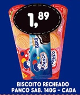 Supermercados Cristal Biscoito Recheado Panco Sabores 140g cada oferta
