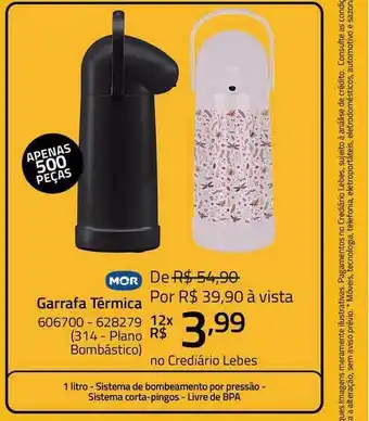 Lojas Lebes Garrafa Térmica Mor oferta