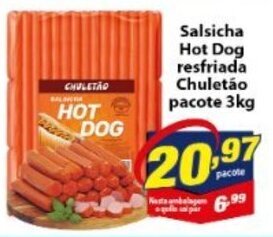 Vencedor Atacadista Salsicha Hot Dog Resfriada Chuletao pacote 3kg oferta