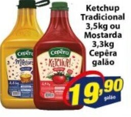 Vencedor Atacadista Ketchup Tradicional 3.5kg ou Mostarda 3.3kg Cepera galao oferta