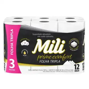 X Supermercados Papel higiênico mili prime neutro folha tripla 20m 12un oferta