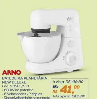 Lojas Colombo Batedeira Planetária New Deluxe Arno oferta