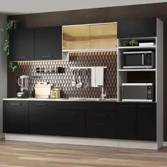 Pão de Açúcar Cozinha completa madesa agata 310001 com armário e balcão (sem tampo e pia) - branco/preto oferta
