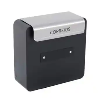 Caixa de correio com fechadura para grade aço inox preta e cinza 36x35,2x14cm