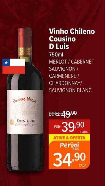 Perini Vinho chileno cousino d luis oferta
