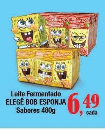 Supermercados Unidos Leite fermentado elegê bob esponja sabores oferta