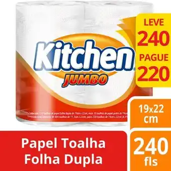Papel toalha kitchen jumbo embalagem 2 un 240 folhas