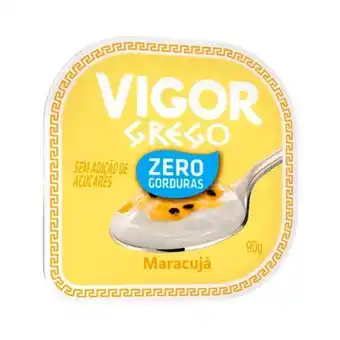 São Roque Supermercados Iogurte grego desnatado calda de maracujá sem adição de açucares vigor 90g oferta