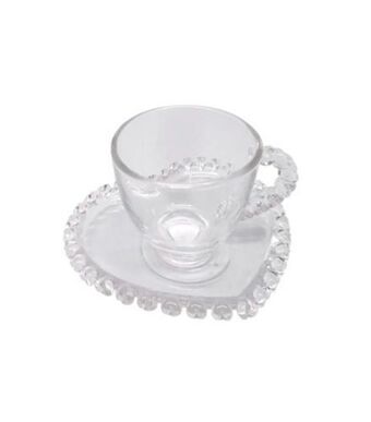 Freitas Varejo Xicara de café com pires cristal coração lyor 80ml 1678 oferta