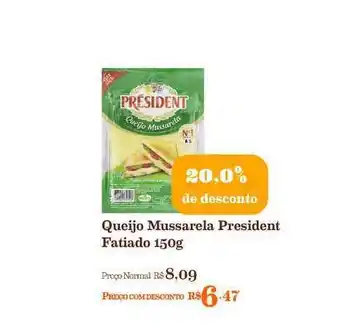 Mercadinhos São Luiz Queijo Mussarela President Fatiado 20% De Desconto 150g oferta