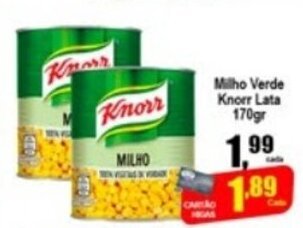 Higa's Supermercado Milho Verde Knorr lata 170g oferta