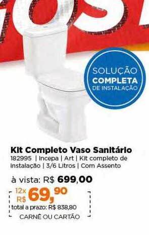 Lojas TaQi Kit completo vaso sanitário oferta