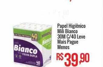 Mart Minas Papel higiênico mili bianco 30m c 40 leve mais pague menos oferta