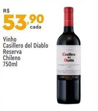 Supper Rissul Vinho casillero del diablo reserva chileno oferta