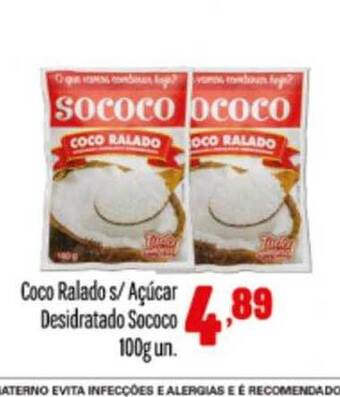 Coco ralado s açucar desidratado sococo