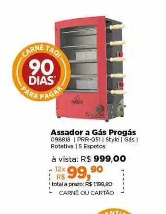 Assador a gás progás
