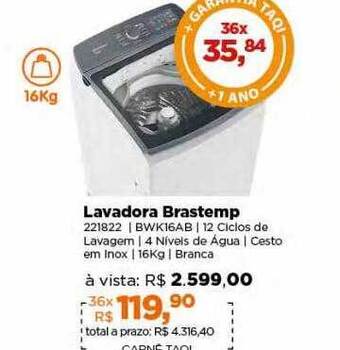 Lojas TaQi Lavadora brastemp oferta