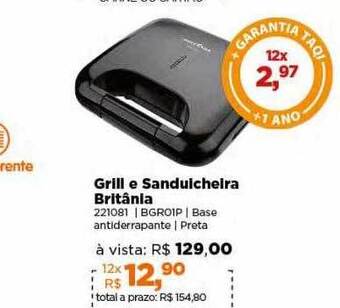 Lojas TaQi Grill e sanduicheira britânia oferta