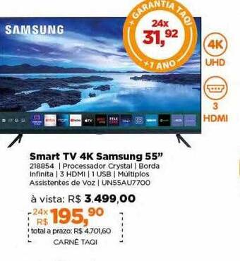 Lojas TaQi Smart tv 4k samsung 55 oferta