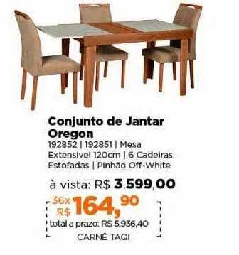 Lojas TaQi Conjunto de jantar oregon oferta