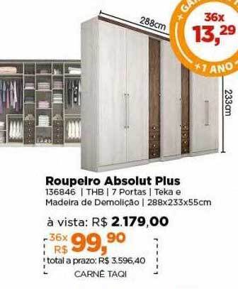 Lojas TaQi Roupeiro absolut plus oferta