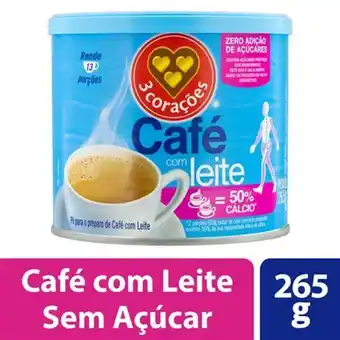 Ourinhos Hipermercado Café com leite solúvel 3 corações 265g oferta