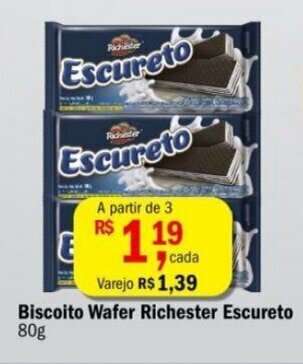 Biscoito Wafer Richester Escureto 80g