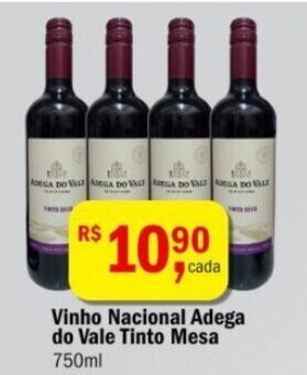 Ultrabox Vinho Nacional Adega do Vale tinto mesa 750ml oferta