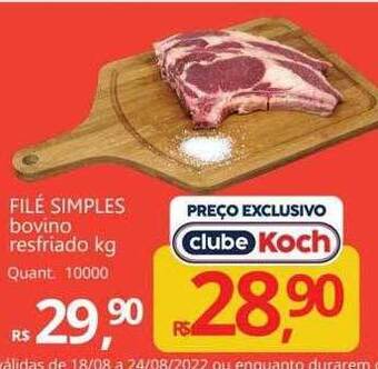 Supermercados Koch Filé simples bovino resfriado kg oferta