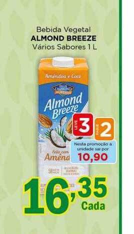 Supermercados Mundial Bebida vegetal almond breeze vários sabores oferta