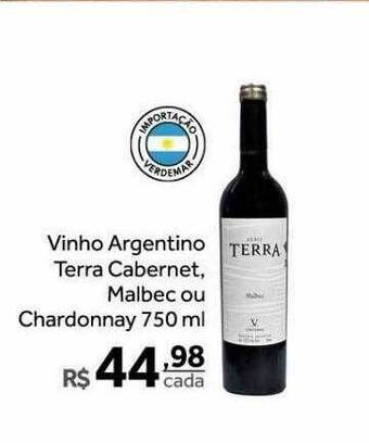 Verdemar Supermercado Vinho argentino terra cabernet malbec ou chardonnay oferta