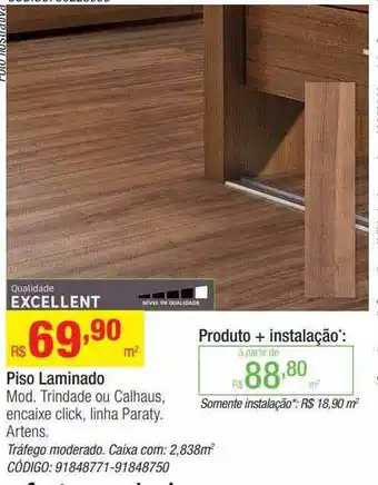 Leroy Merlin Piso laminado mod. trindade ou calhaus encaixe click linha paraty artens oferta