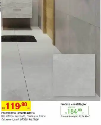 Leroy Merlin Porcelanato cimento 84x84 uso interno eliane oferta
