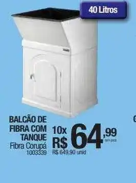 Balcão de fibra com tanque fibra corupá