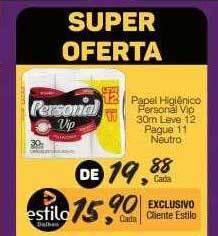 Supermercado Dalben Papel higiênico personal vip leve 12 pague 11 neutro oferta
