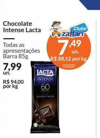 Zaffari Chocolate intense lacta oferta