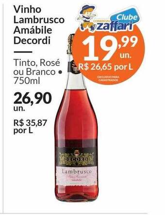 Zaffari Vinho lambrusco amábile decordi oferta