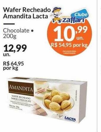 Zaffari Wafer recheado amandita lacta oferta