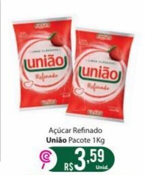 Comercial Esperança Acucar refinado Uniao pacote 1kg oferta