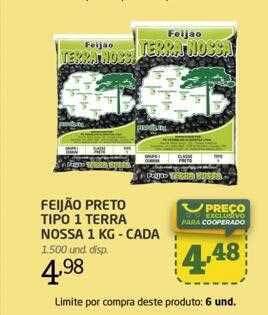 Cooper Feijão preto tipo 1 terra nossa cada oferta