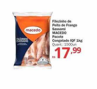 Althoff Supermercados Filezinho de peito de frango sassami macedo pacote congelado iqf oferta