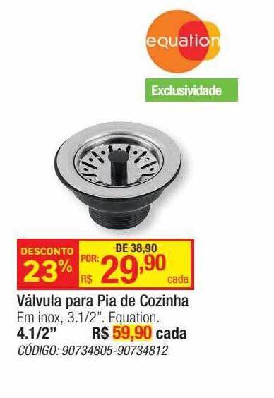 Válvula para pia de cozinha em inox equation oferta na Leroy Merlin