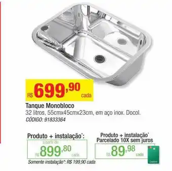Leroy Merlin Tanque monobloco 32 litros docol oferta