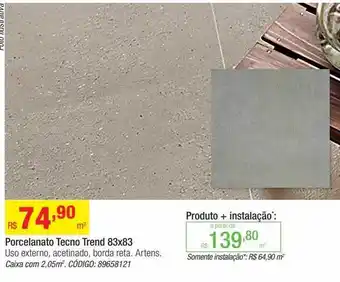Leroy Merlin Porcelanato tecno trend 83x83 uso externo artens oferta