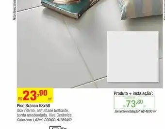 Leroy Merlin Piso branco 58x58 uso interno viva cerâmica oferta