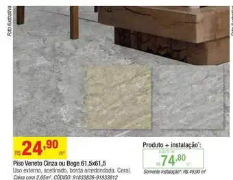 Leroy Merlin Piso vento cinza ou bege 61.5x61.5 uso externo ceral oferta