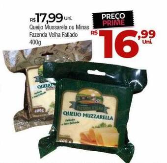 Queijo mussarela ou minas fazenda velha fatiado