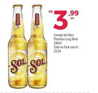 Brasão Supermercados Cerveja Sol Beer Premium Long Neck 330ml oferta