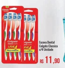 Escova dental colgate classica c/4 unidade