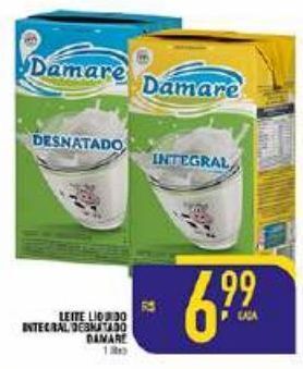 Leite líquido integral/desnatado damare 1l